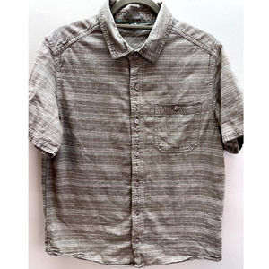 Horny Toad Men's Size M Organic Cotton Textured Button Down Beige Shirt, M, EUC